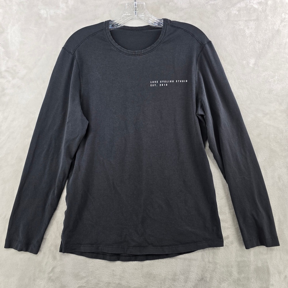 Lululemon Long Sleeve T-Shirt Mens Medium Black Love Cycling Studio Graphic